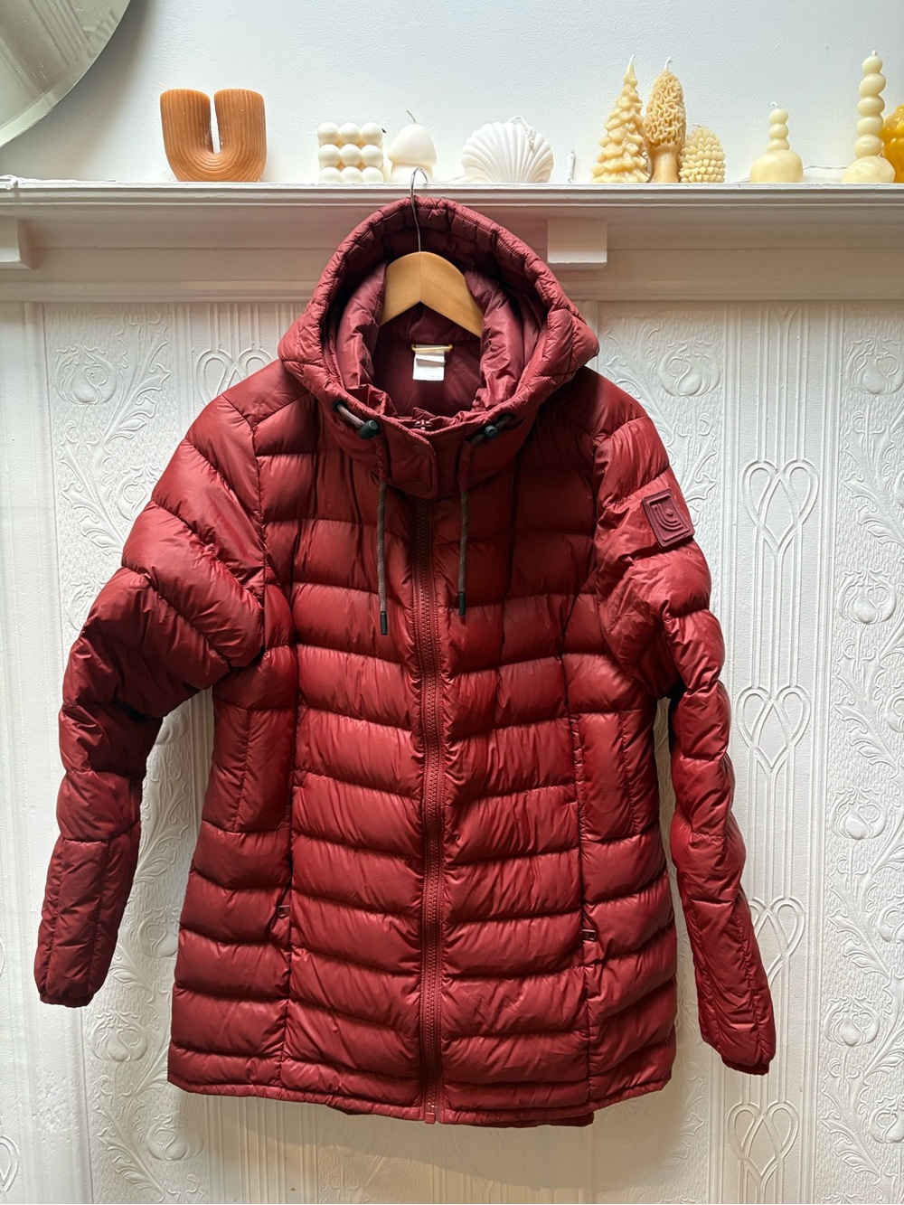 Lole Women’s Hooded Puffer Jacket in Deep Burgundy
